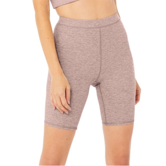 ALO Yoga Alosoft Flow Smoky Quartz Purple Heather  Atheleisure Biker Shorts - Picture 1 of 6